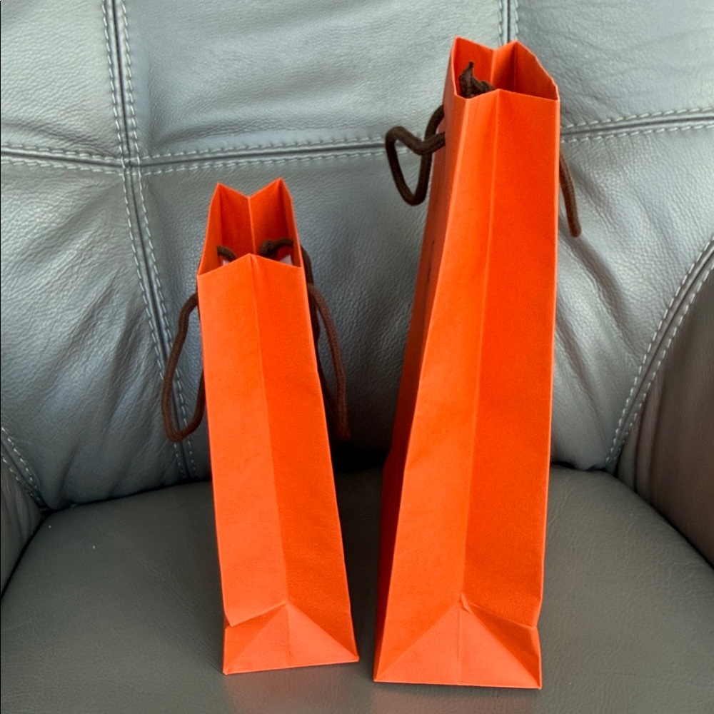 Hermes shopping gift orange bags 2 different sizes like new - Picture 4 of 10